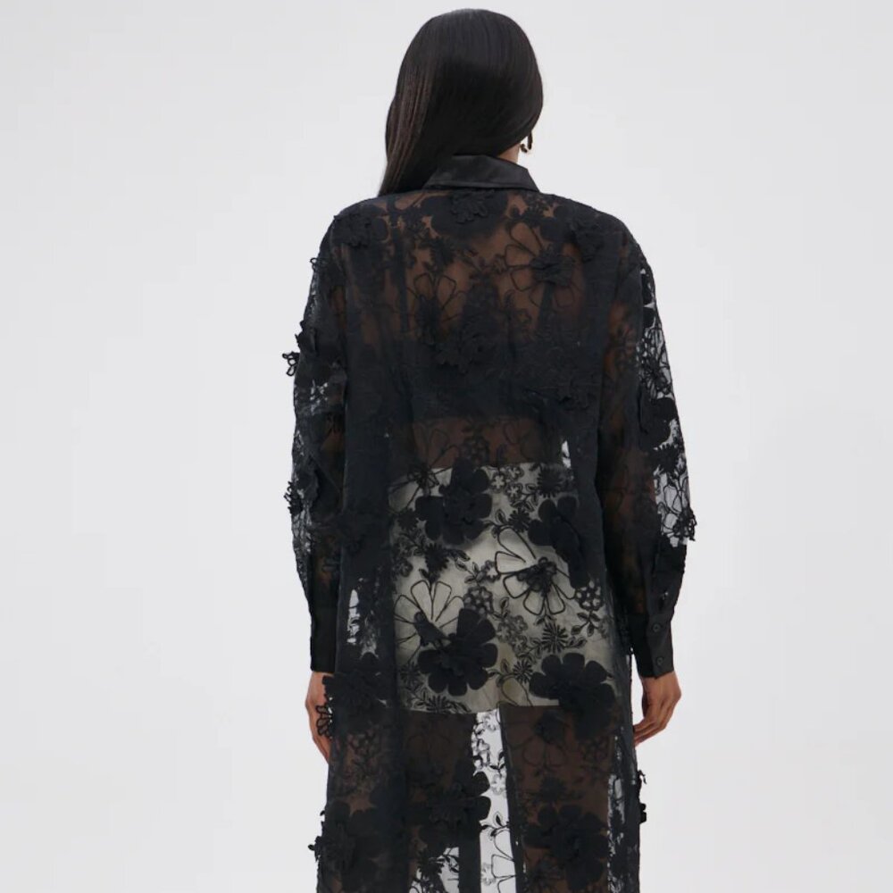 NWT New AKIRA Amaria Long Lace Button-Up Shirt, 2X